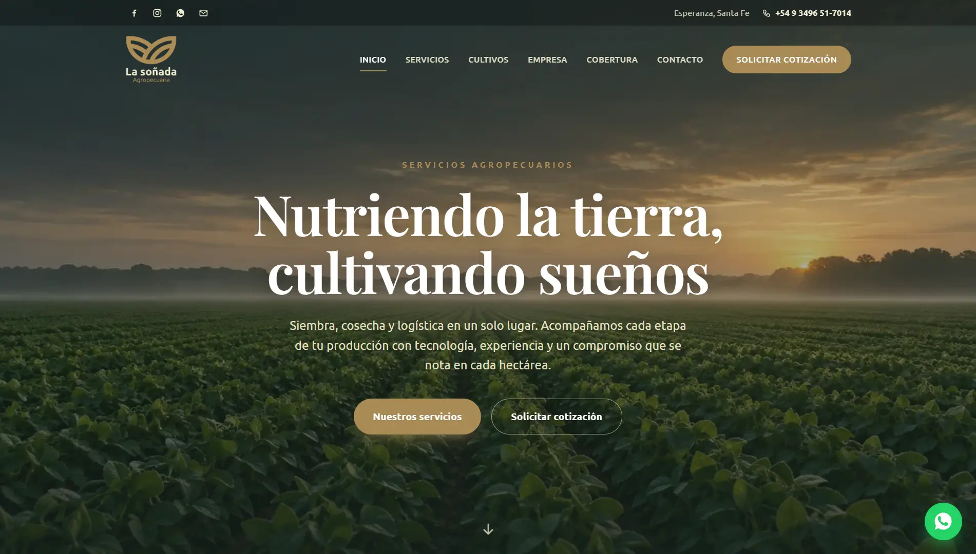 Sitio web de Agropecuaria La Soñada