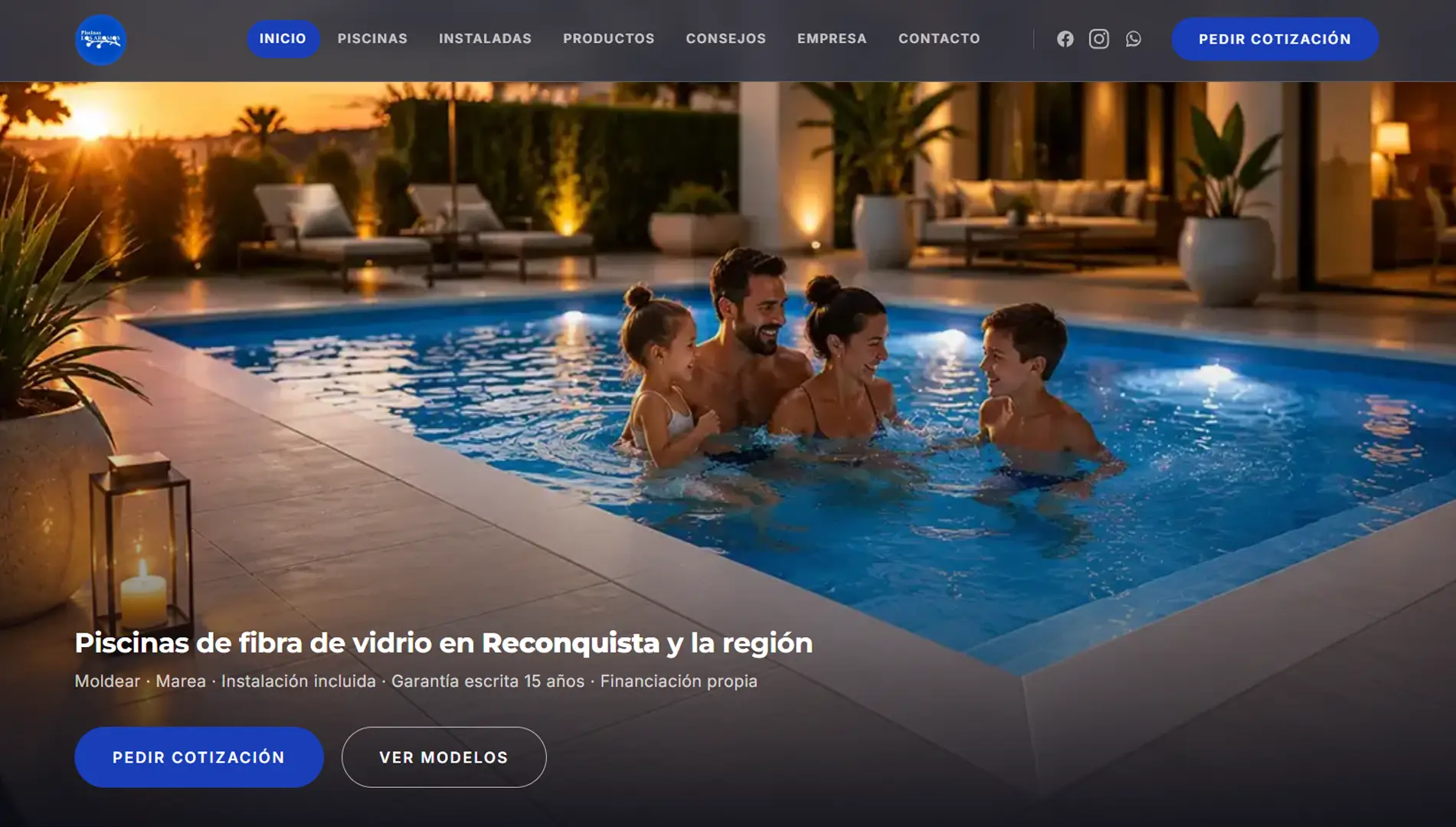 Sitio web de Piscinas Los Aromos
